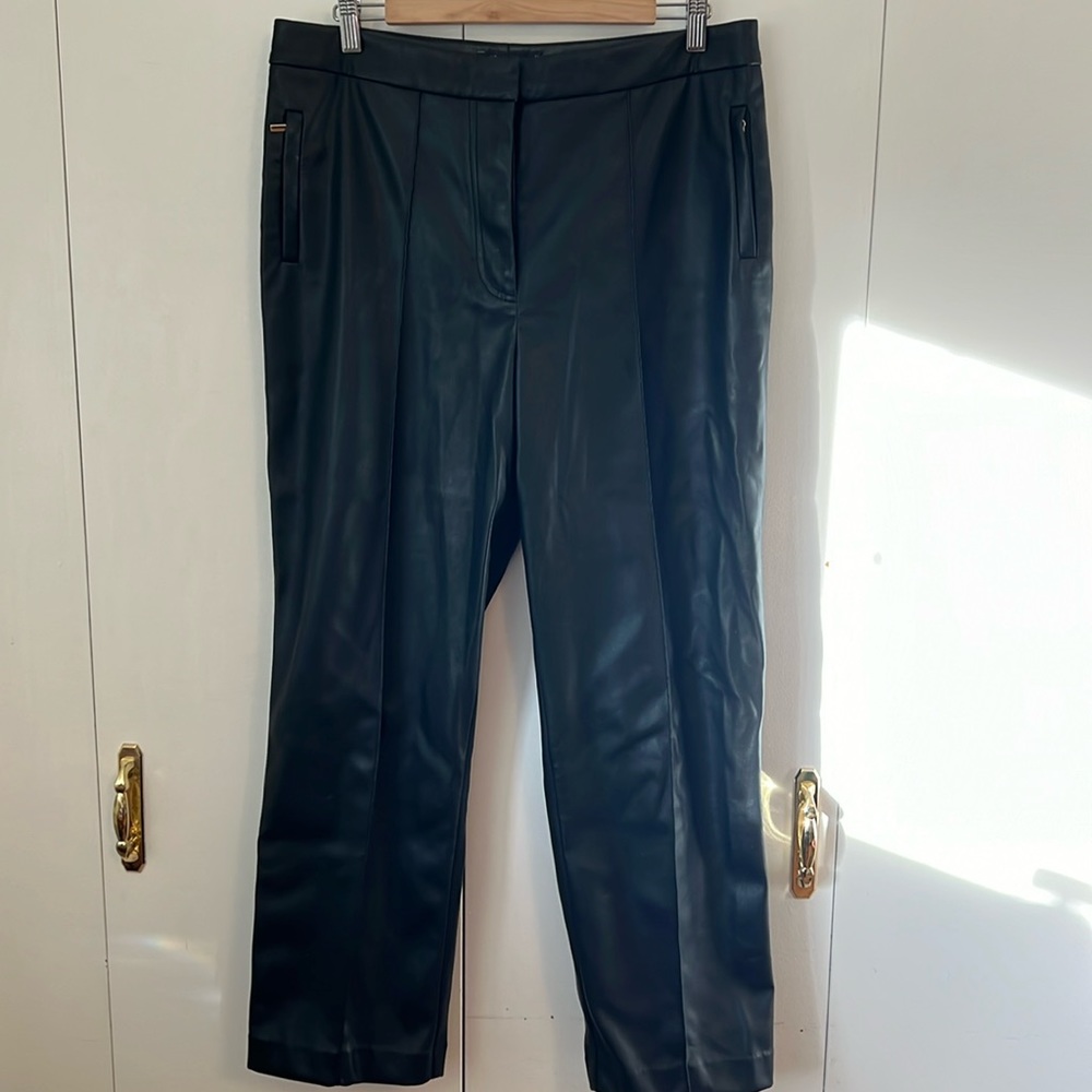 Leather like pants: Marks and Spencer the evie straight leg European 14 Long